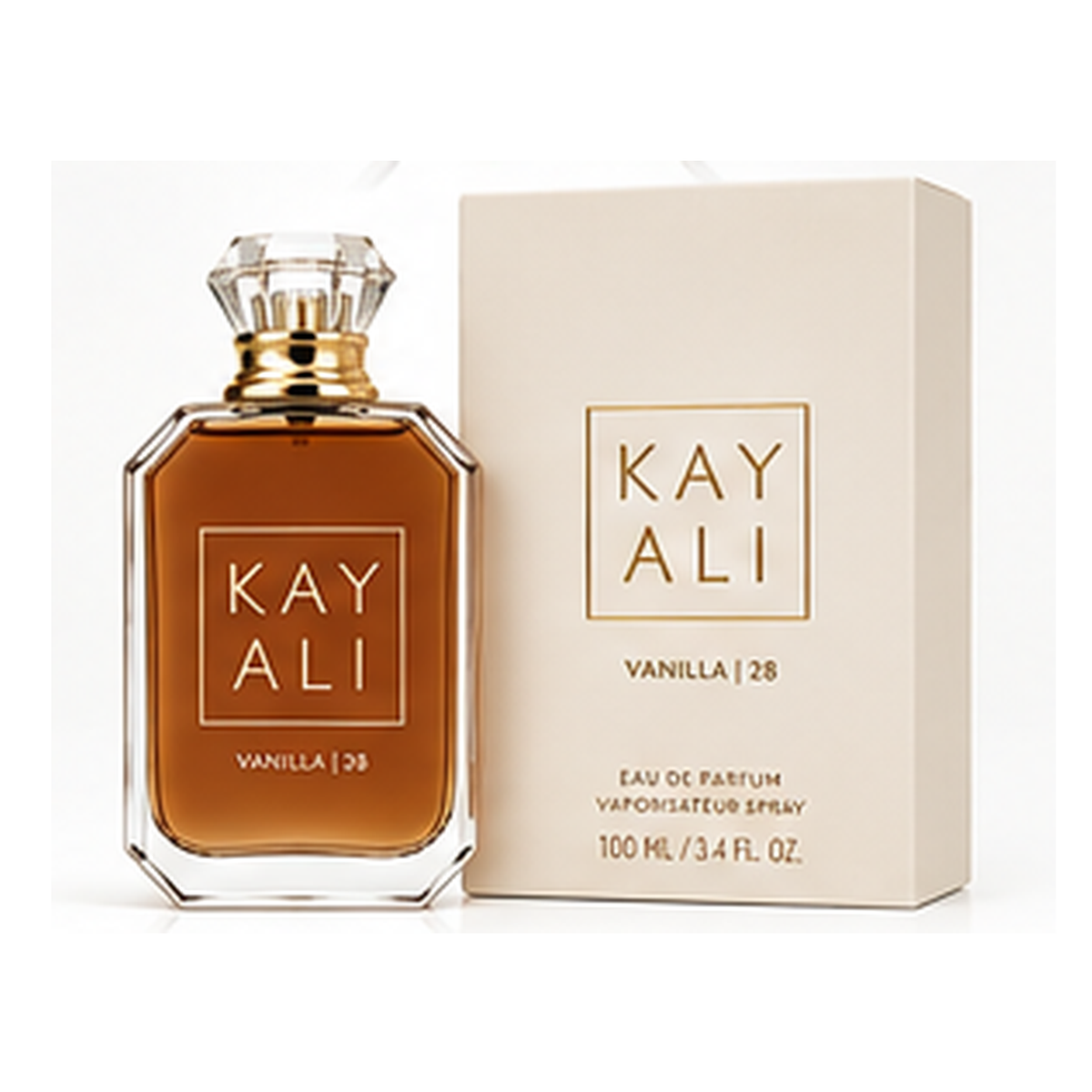 Kayali Vanilla 28 Eau de Parfum bottle with box