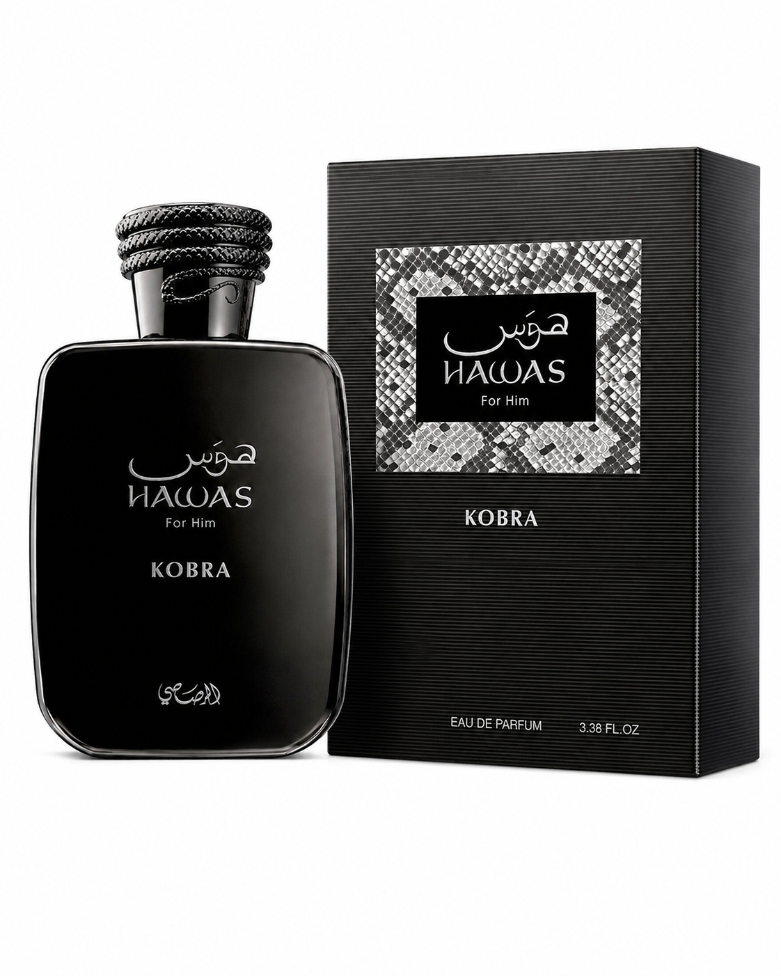 Rasasi Hawas Kobra Eau de Parfum bottle with box