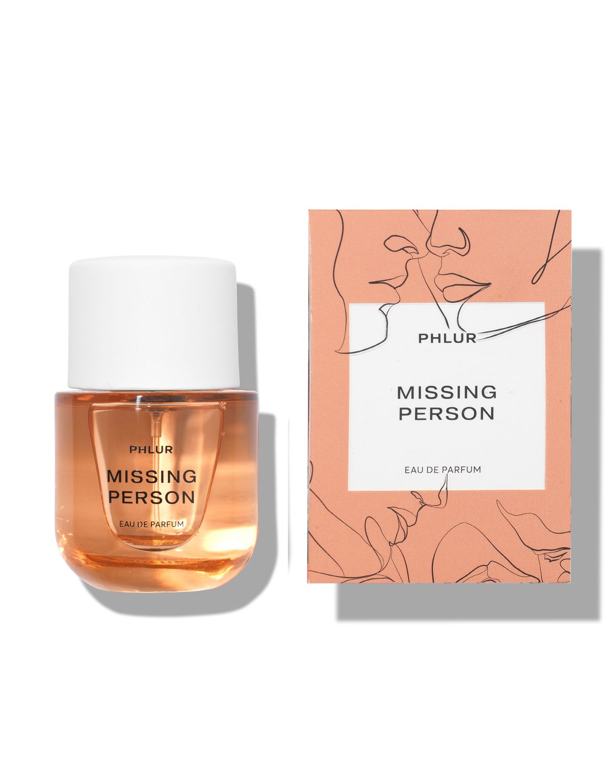 Phlur Missing Person Eau de Parfum 50ml bottle with retail box #size_retail-bottle-50ml-1-7-fl-oz