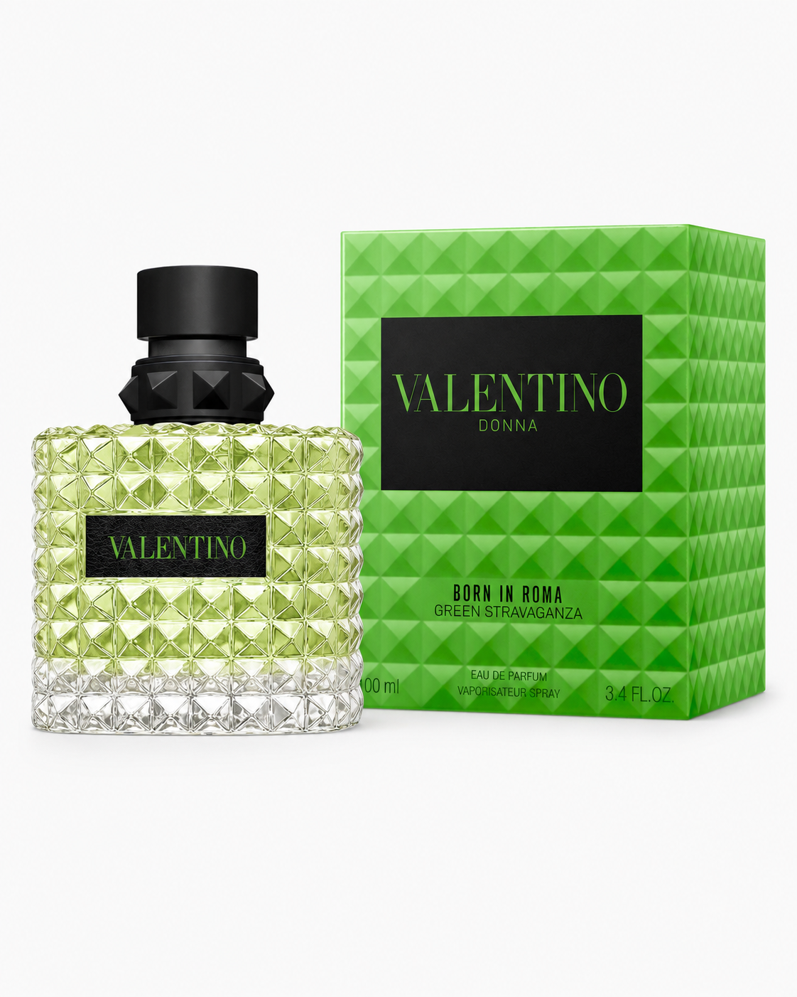 Valentino Donna Born in Roma Green Stravaganza Eau de Parfum bottle with retail box