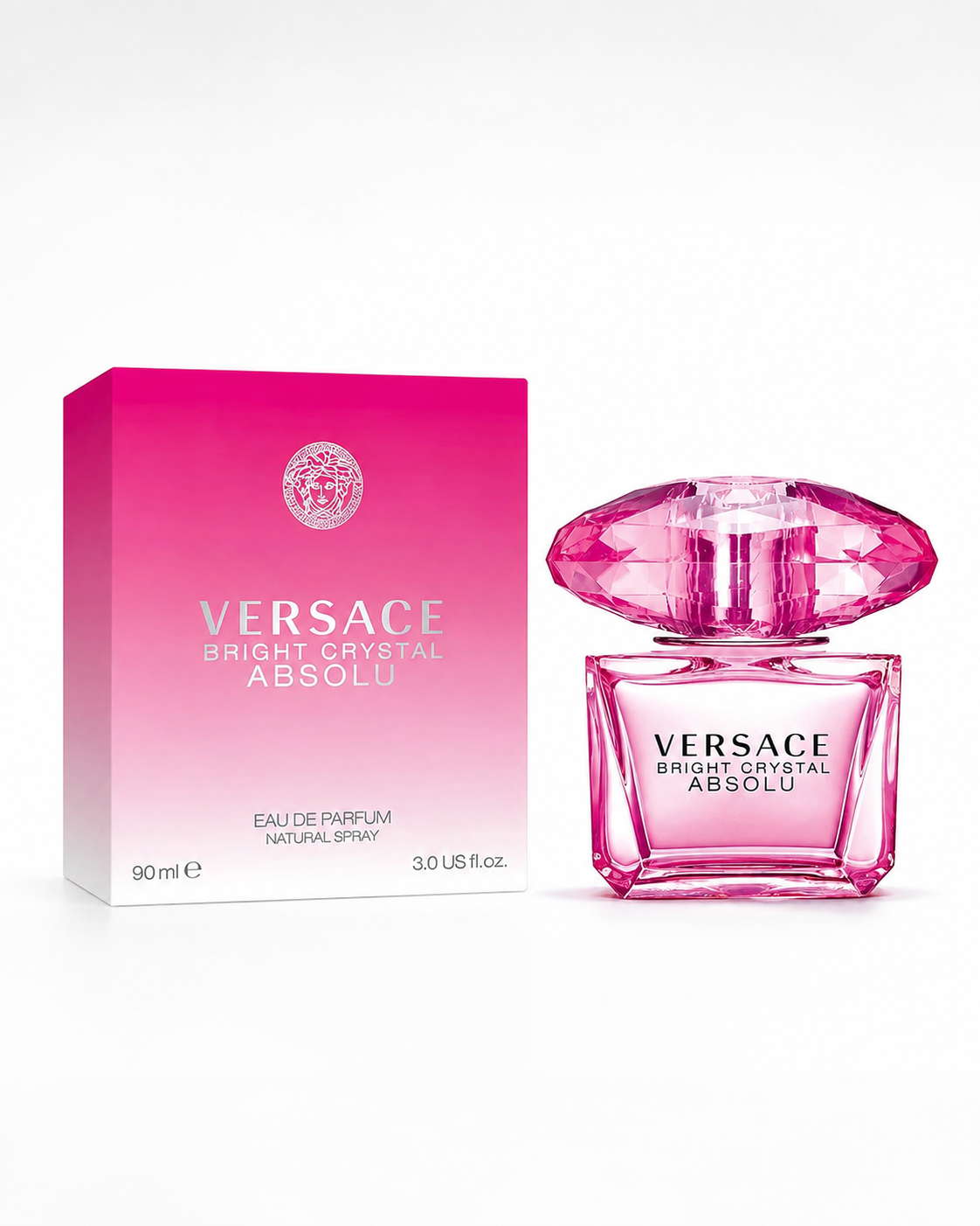 Versace Bright Crystal Absolu Eau de Parfum bottle with retail box