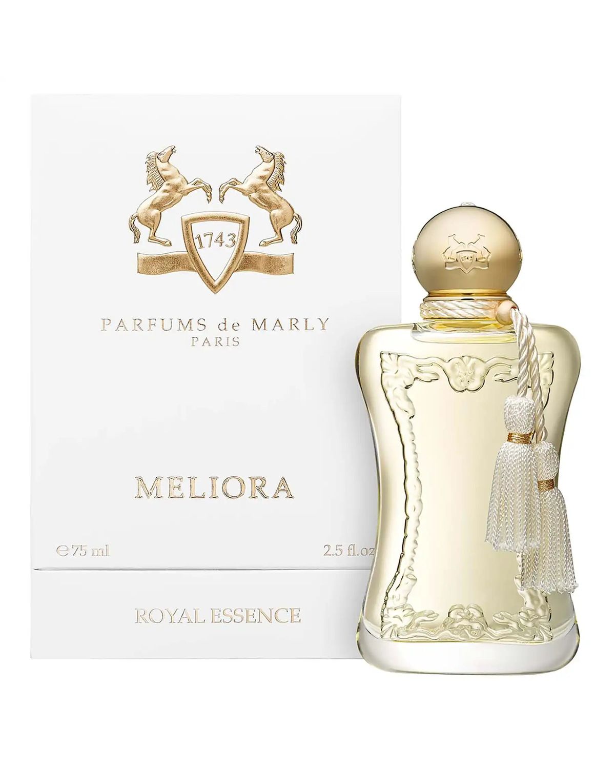 Parfums de Marly Meliora Eau de Parfum 75ml bottle with retail box #size_retail-bottle-75ml-2-5-fl-oz